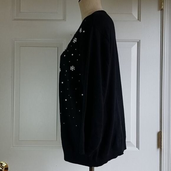 Sweater Cathy Daniels Cardigan Black Jacket Floral Women's WOMAN'S Extra Large - Picture 7 of 11